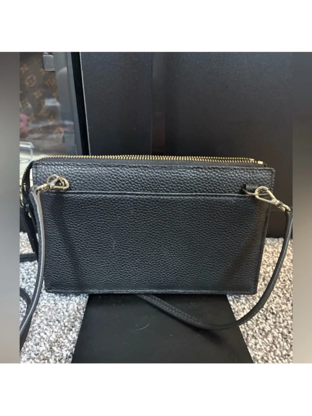 Kate Spade Larchmont Avenue Alegra crossbody bag/clutch in black pebbled leather